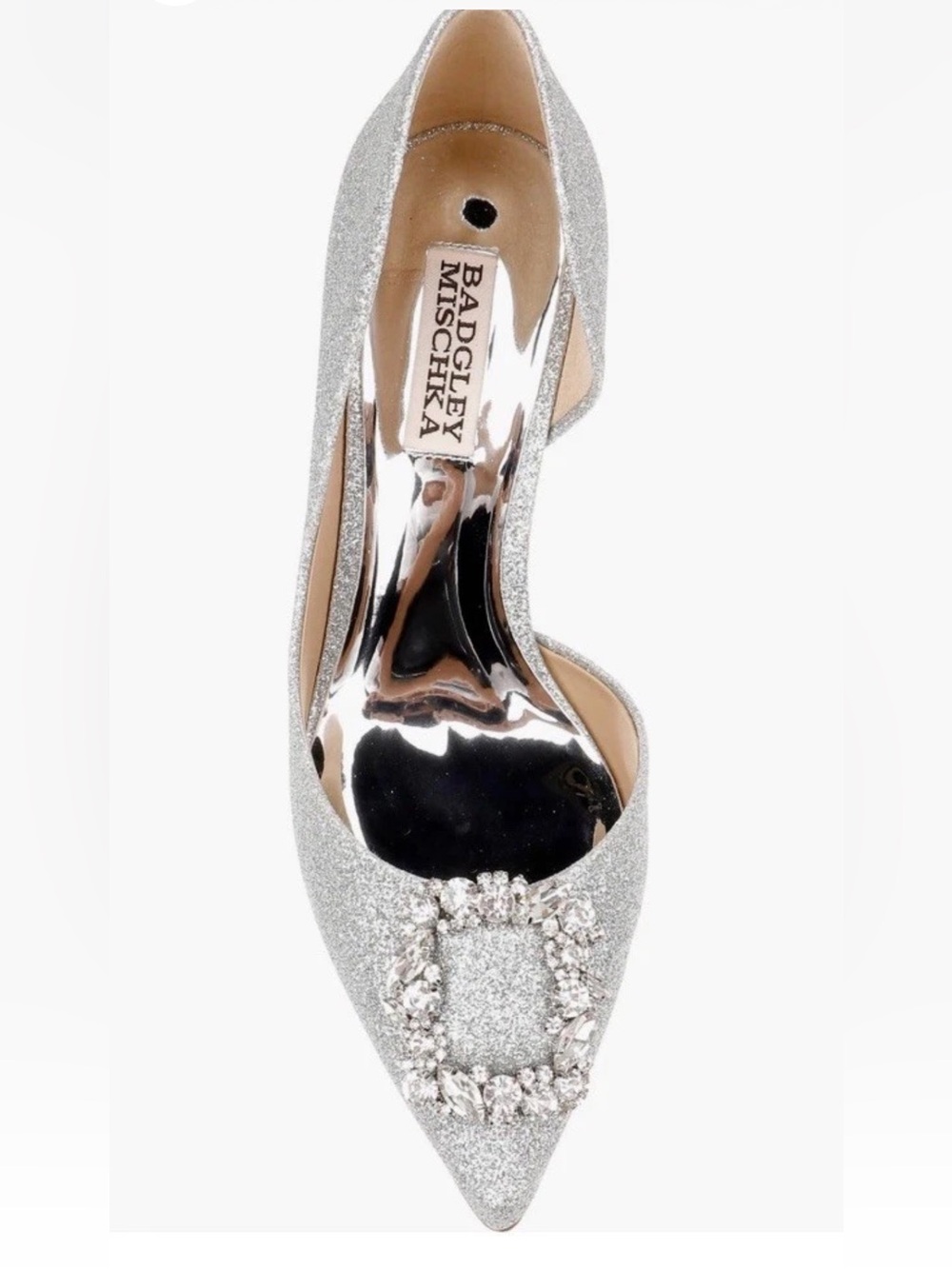 Badgley Mischka Fabia Embellished Pump Women's Silver Textile Size US 8.5 - Picture 3 of 10